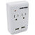 Multicontacto de ABS con 2 contactos aterrizados  y 2 puertos USB.